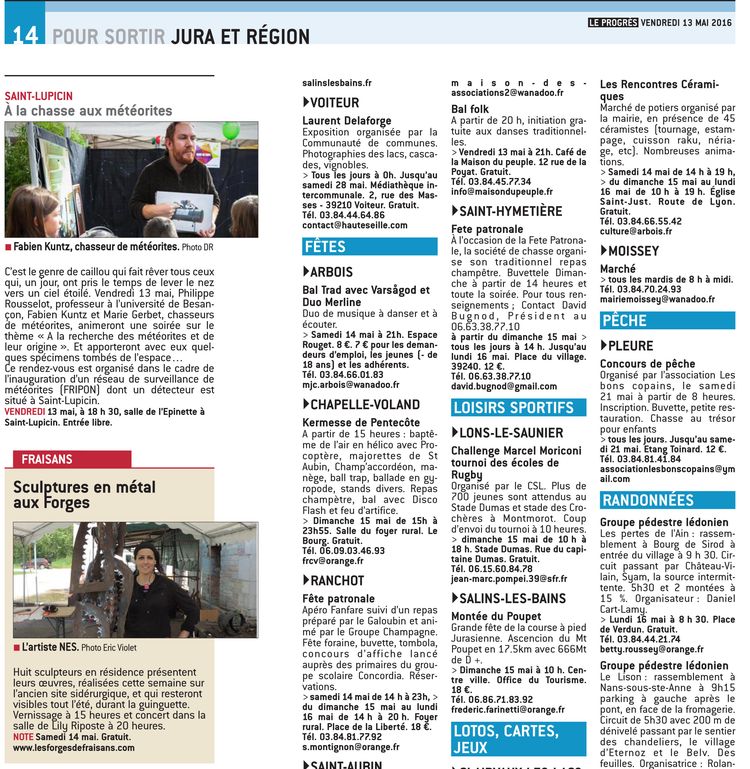 69-Le Progrès-Edition de dole et nord Jura-13 mai 2016